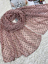 Жіночий шифоновий шарф пудро-рожевий з брендовим логотипом 160х70 см (кв.3)