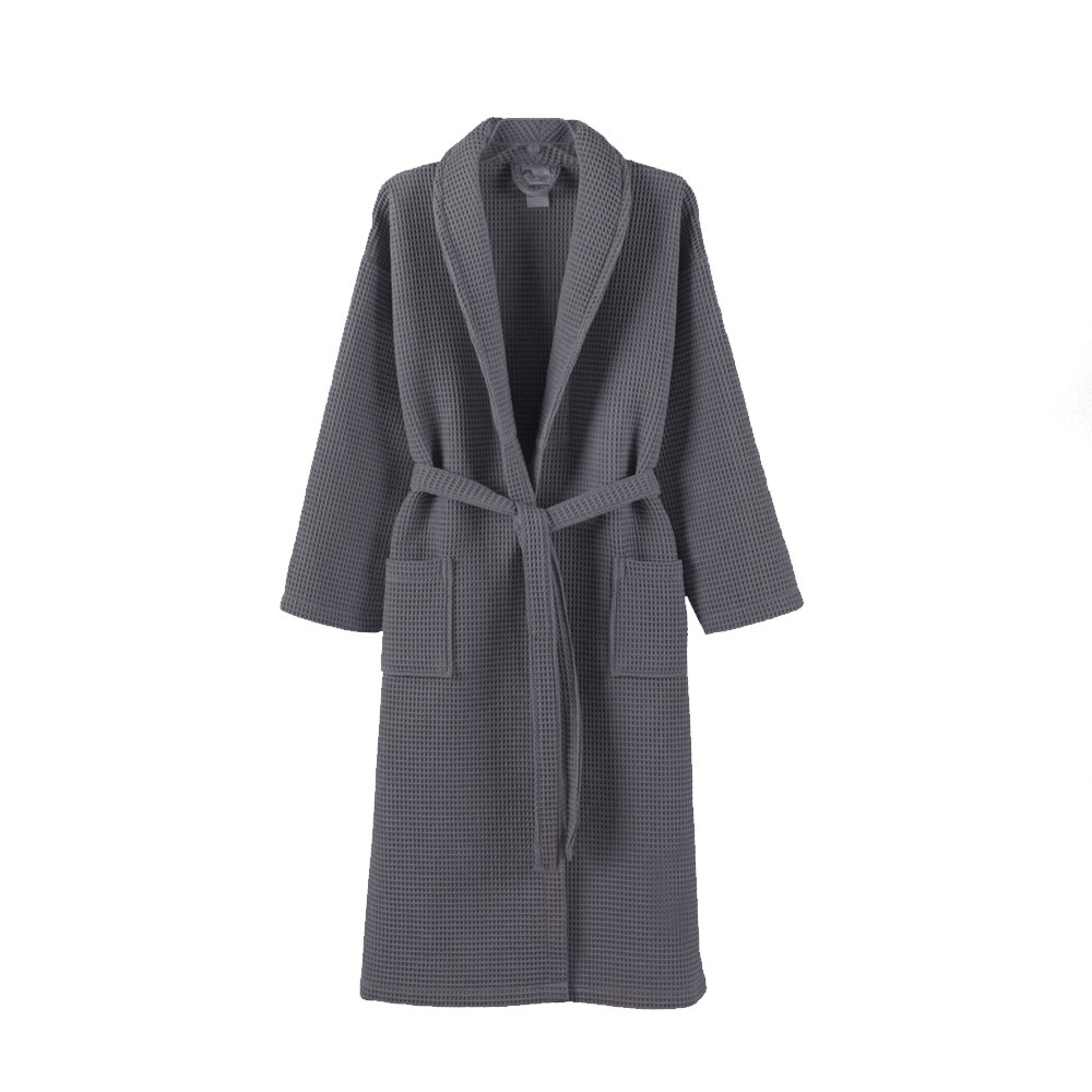 Вафельный халат унисекс GM Textile Кимоно мужской женский 100% хлопок 360 г/м2 (Серый) - фото 1 - id-p1513457338