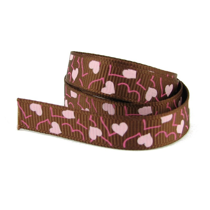 Репсова стрічка з принтом Серце 9мм відріз 1м LR09017-1, фото 1