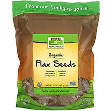 Насіння льону NOW Foods, Real Food "Certified Organic Flax Seeds" сертифіковане, органічне, цілісне (907 г)