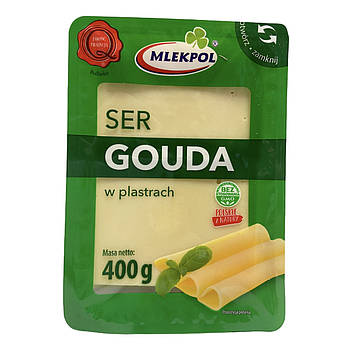 Сир Гауда Gouda Mlekpol нарізка слайсами 400 г  5900820020781