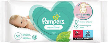 Дитячі вологі серветки Pampers Sensitive, 52 шт.