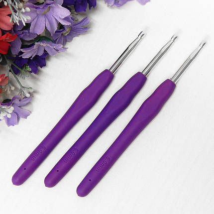 Гачок для в'язання 5 мм, з силіконовою ергономічною ручкою, фото 2