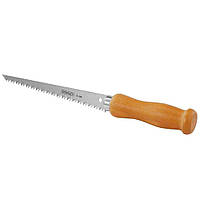 Ножовка узкая 152мм 6TPI со "сверлом" для гипсокартона, ручка прямая деревянная