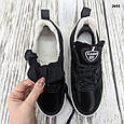 Кросівки жіночі на флісі демісезонні чорні на білій підошві Dago Style, фото 4