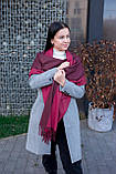 Жіночий палантин кашеміровий великий яскравий теплий на плечі двосторонній LEONORA бордовий, фото 3