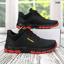 Черевики чоловічі зимові укорочені на хутрі чорні на червоній підошві Україна Kluchkovskyy