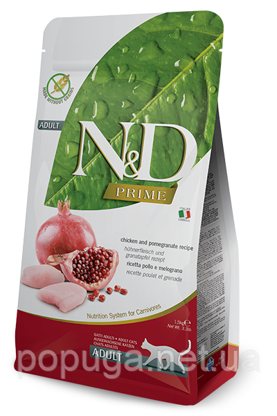 Farmina (Фарміна) N&D PrimeGFCat Chicken&Pomegranate Беззерновий корм для дорослих котів (курка та гранат),5 кг, фото 1