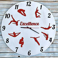 Годинник настінний із дерева, подарунок тренеру з акробатики, годинник спортивна гімнастика, годинник акробатика