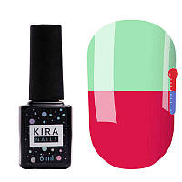 Термо гель-лак Kira Nails №T14 (приглушена темна фуксія, при нагріванні блідо-зелений), 6 мл