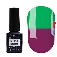Термо гель-лак Kira Nails №T18 (приглушений баклажановий, при нагріванні яскравий зелений), 6 мл