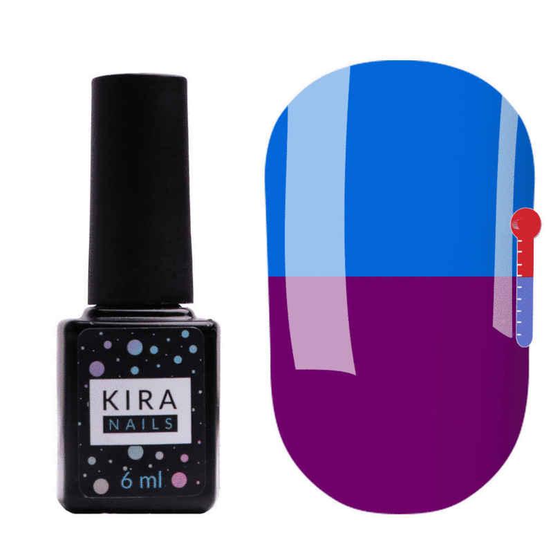 Термо гель-лак Kira Nails №T20 (насичений фіолетовий, при нагріванні яскравий блакитний), 6 мл