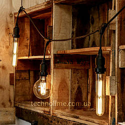 Ретро гірлянда вулична Белт Лайт (belt light) Premium IP65 висяча 5 м 10 патронів