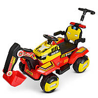 Дитячий легковий електромобіль трактор з ковшем M 4321 LR-3-6, червоно-жовтий