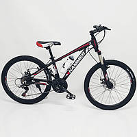Спортивный велосипед 24 дюйма 14 рама S200 HAMMER с дополнительной опцией велокомпьютор цвет черно-красный