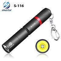 Міні кишеньковий брелок-ліхтарик для ключів з карабіном, компактний LED ліхтарик Premium Aluminum D3 Чорний