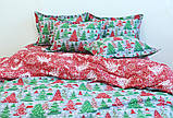 Постільна білизна ранфорс Новорічний ліс червоний, фото 2