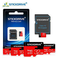 Карта памяти microsd 32 ГБ класс 10 с адаптером Stickdrive