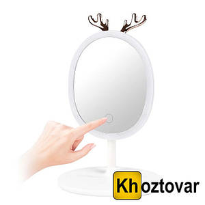 Дзеркало овальне з LED-підсвіткою для макіяжу W-27 <unk> Косметичне дзеркало з тримачем біжутерії