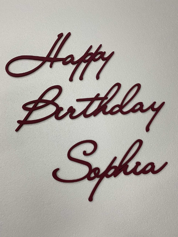 Напис Happy Birthday Manific Decor та ім'я з пластику на стіну для свята