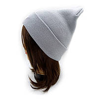 Чоловіча/жіноча шапка Reebok  світло сіра тепла, вязана шапка сіра з відворотом на зиму/осінь унісекс