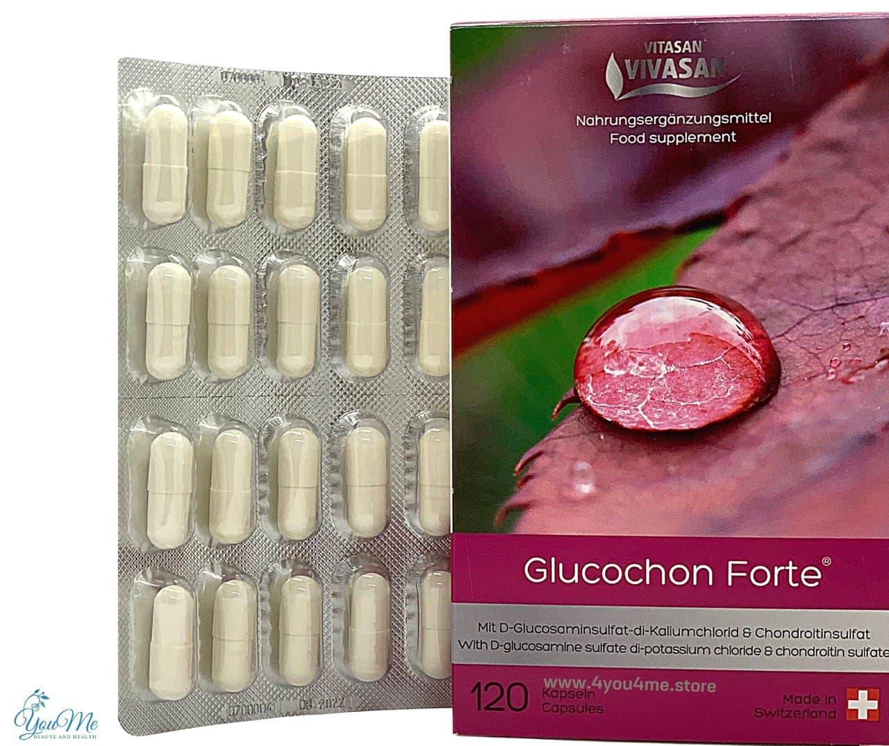 Глюкохон Форте (Glucochon Forte): Комплекс для підтримки суглобів і сполучної тканини, Вівасан, Швейцарія, 120 капсул