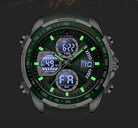 Чоловічий тактичний годинник Naviforce Fly ArmyGreen з таймером, будильником та секундоміром