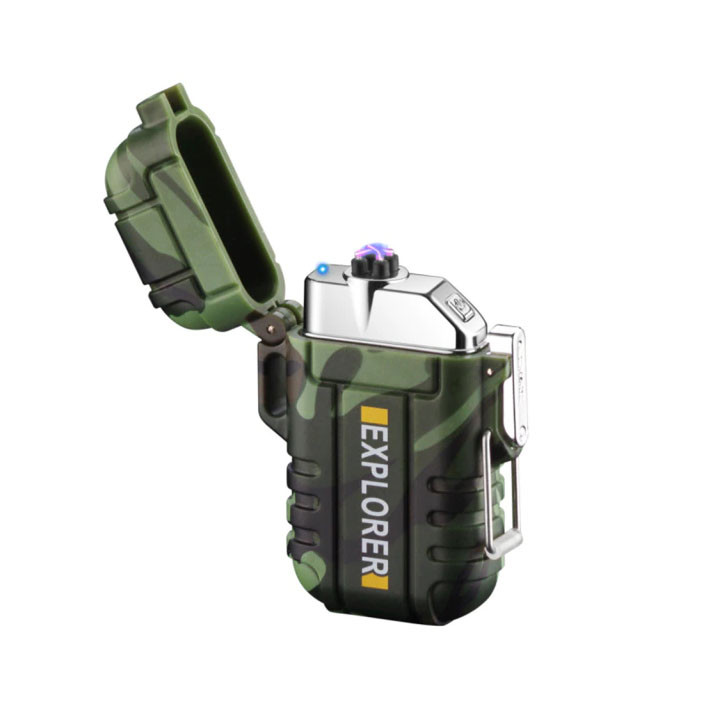 Запальничка плазмова на дві дуги водостійка EXPLORER F13 LED (оригінал!) камуфляж, шнур + подарункова коробка