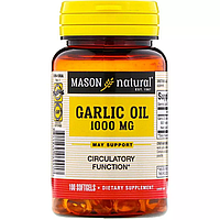 Часникове масло 1000 мг, Garlic Oil, Mason Natural 100 гельових капсул