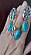 Срібні сережки із сітчастою бірюзою, фото 2
