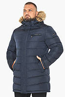 Куртка мужская зимняя удлиненная Braggart "Aggressive" темно-синяя на меху, температурный режим до -30°C