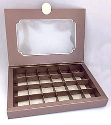 Коробка для 24 цукерок, мілований картон Коричневий металік