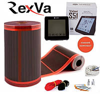 Тепла підлога RexVa PTC 9,0м2 (0.5 м х 18м)1980Вт/ 220Ват/м2 саморегулююча плівкова з терморегулятором S51