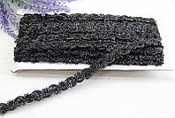 Тесьма 108 " Волна с дождиком " , черная РУЛОН 13,5 метров