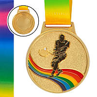 Медаль спортивная с лентой "Большой теннис" C-0338 d-6,5 см