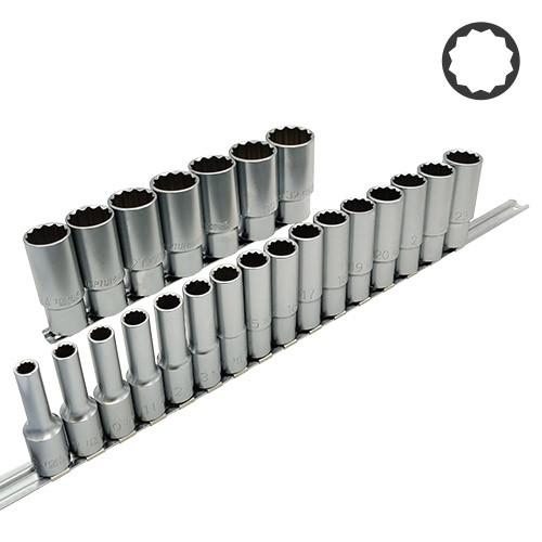 Toptul Набір головок довгих 12-гр. 1/2" 23ед. (на планці) TOPTUL GAAQ1623U-12