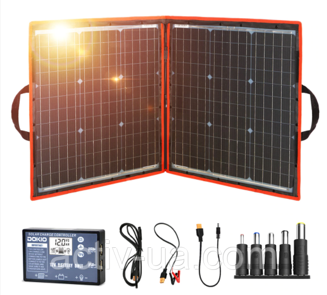 Сонячна панель DOKIO FFSP-80W 5V/12V з контролером, вологозахищена, складана