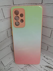 Чохол накладка для Samsung Galaxy A52 A525F бампер Glass Rainbow рожевий