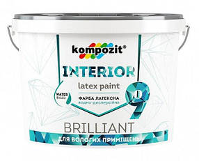 Латексна фарба для кухонь та ванних кімнат Kompozit Interior 9 шовковисто-матова 0.8л