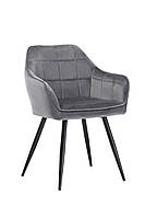 Обеденное кресло М-62 серый от Vetro Mebel, вельвет + черный металл
