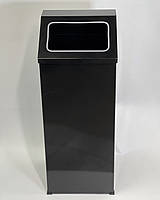 Прямоугольное мусорное ведро с открытой крышкой (черное)/Ведро полностью из нержавеющей стали марки AISI 430,