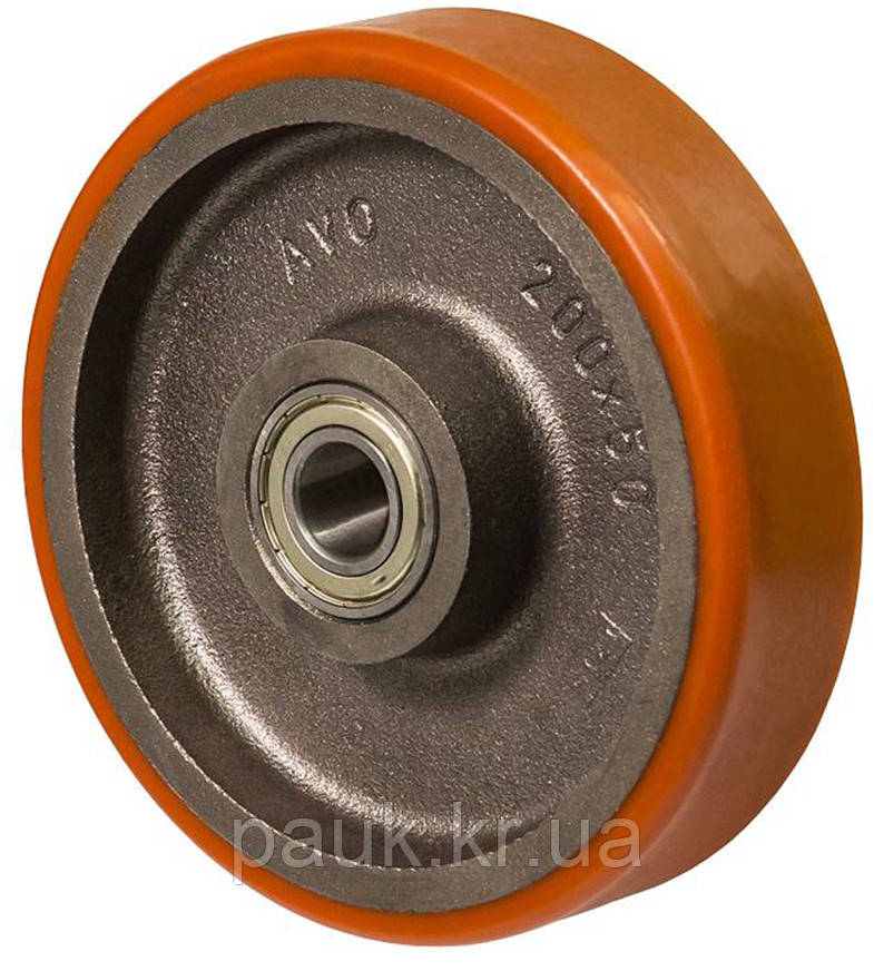 Колесо 55-251х60-B, Ø 250 мм, 55 Hard, вантажне колесо без кронштейна, чавунне колесо для транспортування, промислове колесо, фото 1