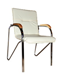 Офісний стілець для персоналу світло-бежевого кольору Samba Chrome Wood