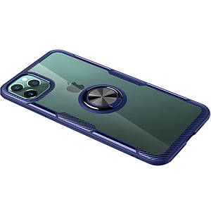 TPU+PC чохол Deen CrystalRing for Magnet (opp) для Apple iPhone 11 Pro (5.8") TPU+PC, Кільце-тримач, Безбарвний / Синій