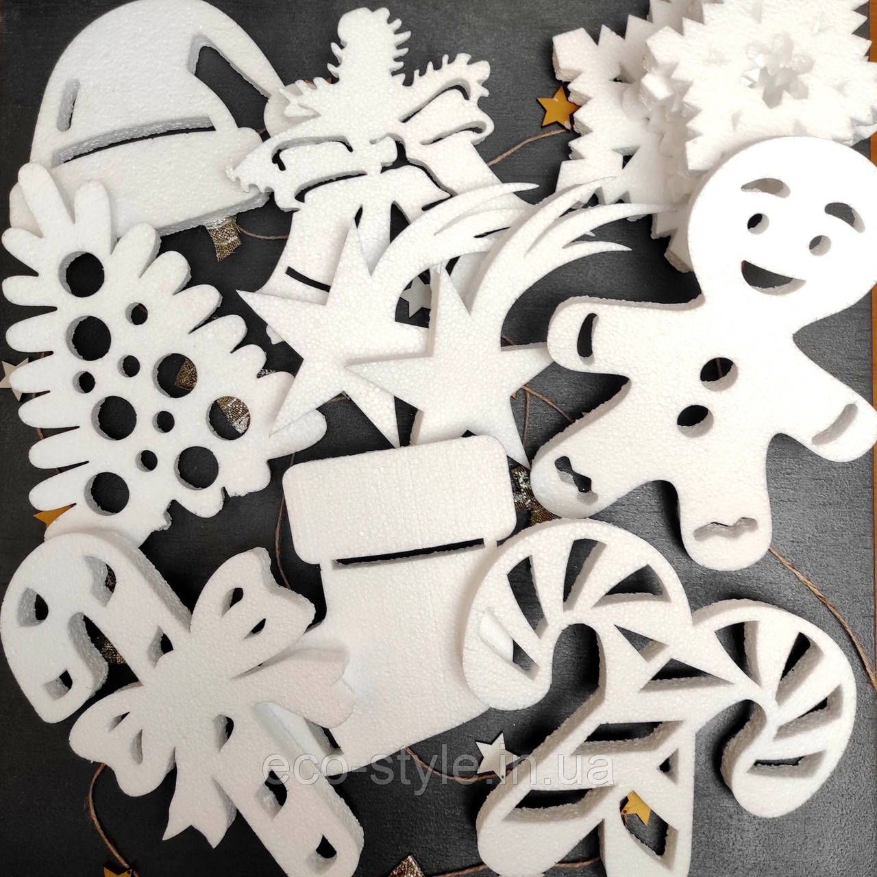 Новорічна прикраса. Набір з пінопласту. Сніжинка з пінопласту, фото 1