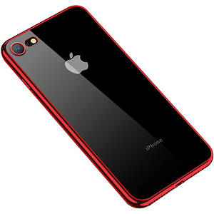Прозорий силіконовий чохол глянсова окантовка Full Camera для Apple iPhone 7/8/SE(2020) (4.7") Full camera, Червоний