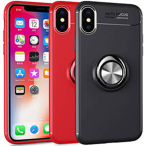 TPU чехол Deen ColorRing під магнітний тримач (opp) для Apple iPhone XS Max (6.5") Чохли, TPU, Кільце-тримач, Накладка, Синій /