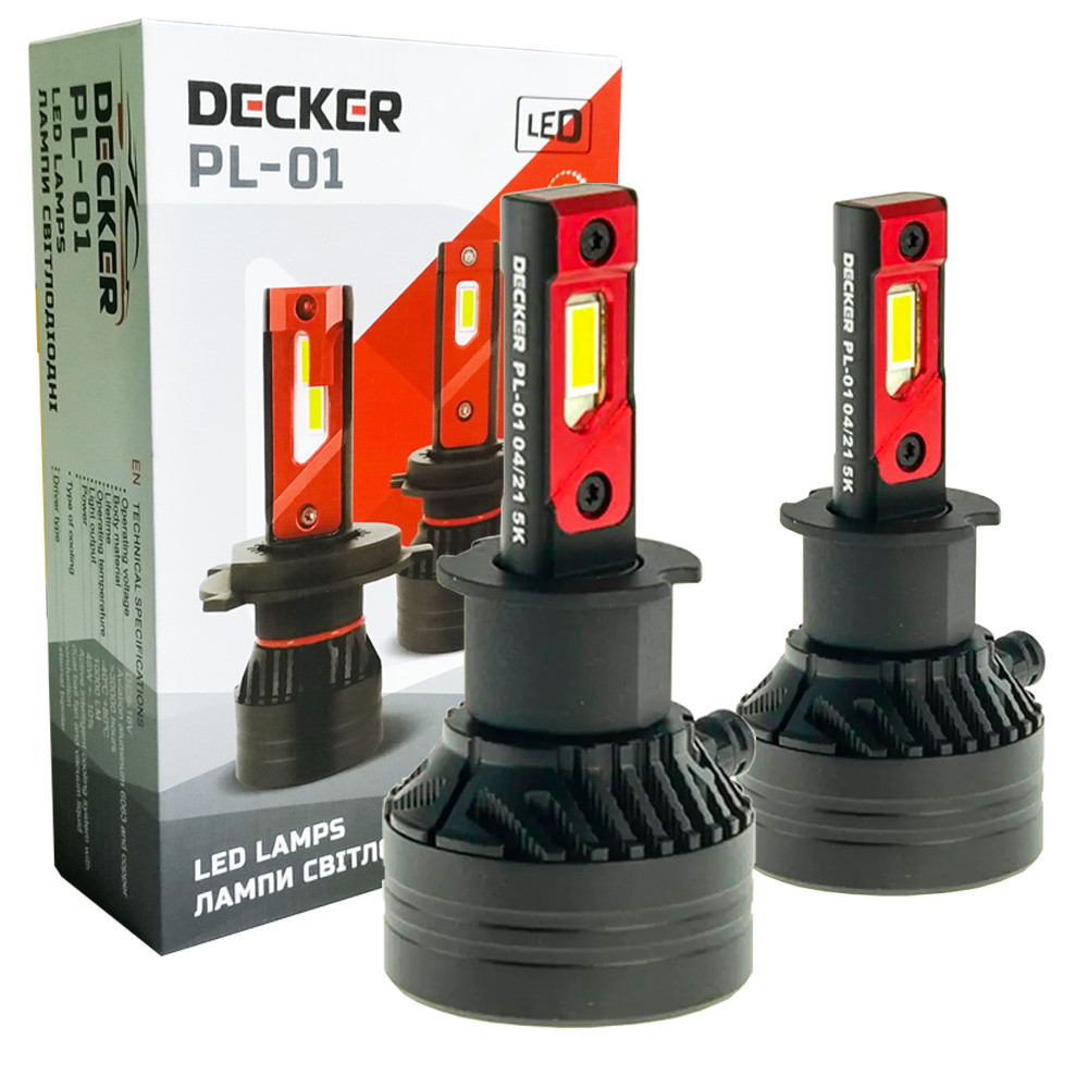 Лампа світлодіодна для фар DECKER LED PL-01 H3 5000K 10000LM 2 шт комплект, фото 1