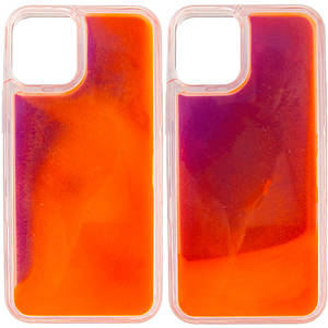 Неоновий чохол Neon Sand glow in the dark для Apple iPhone Pro 12 / 12 (6.1") TPU+PC, Фіолетовий / Помаранчевий