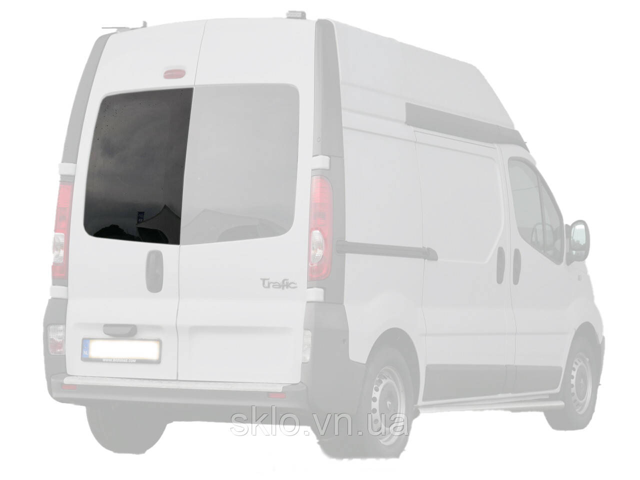 Заднє скло Renault Trafic (01-19) Ліве на розпашні двері з Електрообогревом (Рено Трафік)